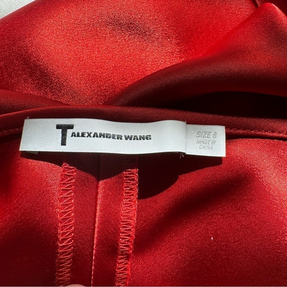 Alexander Wang Red Satin Midi Dress Size 8 - Picture 11 of 12